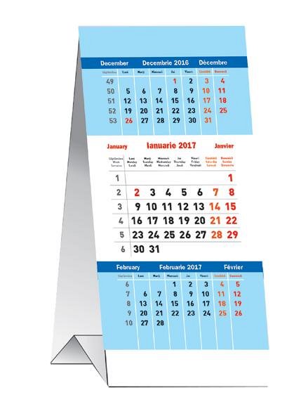 Calendar birou 7.5x16cm,Triptic,12f,2017