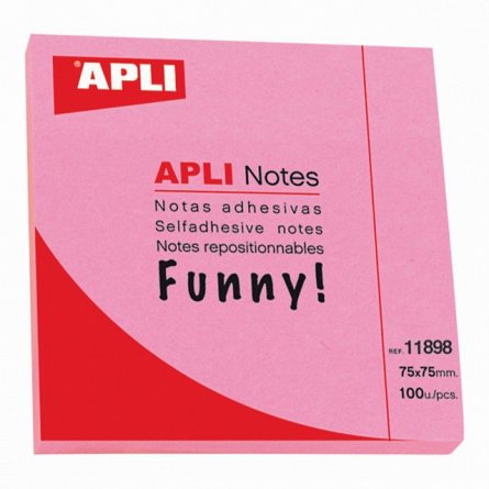 Notite adezive Apli, 75 x 75 mm, 100 file, magenta, funny