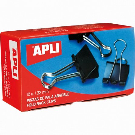 Clipsuri metalice Apli, set 12 cucati, 32 mm, negru