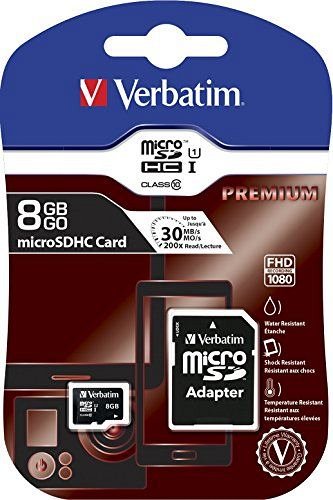Card Memorie microSDHC Verbatim, 8GB, C10 + adaptor SD