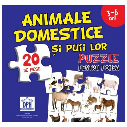 Animale domestice si puii lor. Puzzle pentru podea 3-6 ani