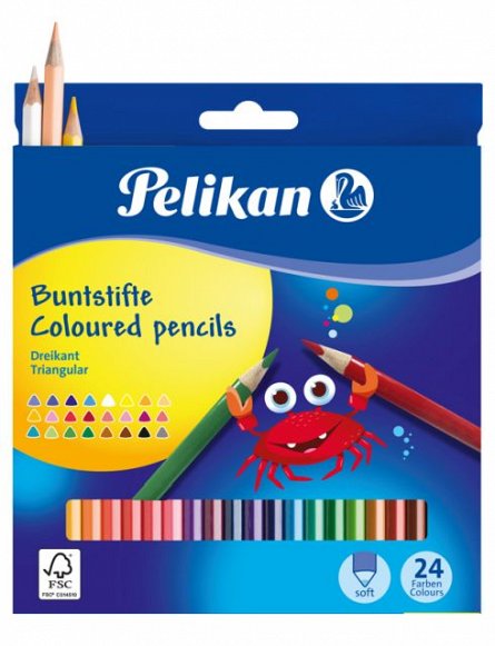 Creioane colorate,24bucati,Pelikan,ascutitoare