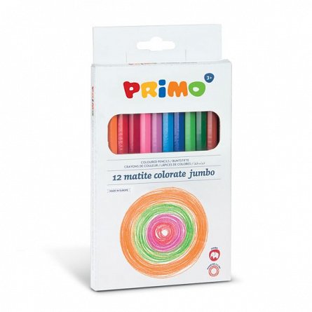 Creioane colorate Primo, set 12 culori, jumbo