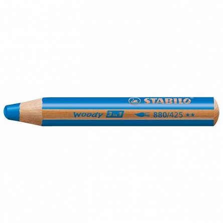 Creion colorat,3in1,Stabilo Woody,bleu