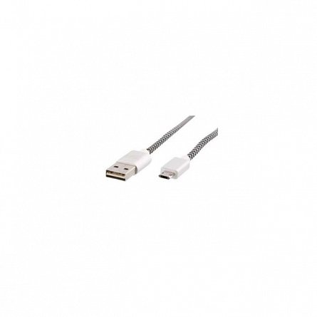Cablu de date reversibil MicroUSB, TnB Nylon, 2M,alb/ne