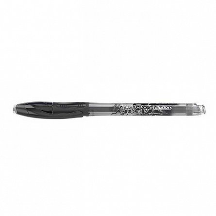 Roller BIC Gelocity Illusion, cu radiera, 0.7 mm, negru