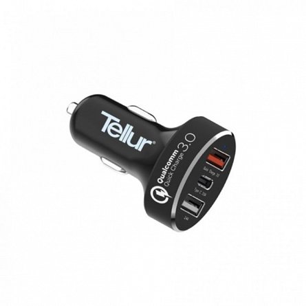Incarcator auto Tellur QuickCharge 3.0 cu Type C, negru