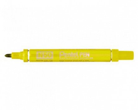Marker permanent Pentel N50, varf rotund, 4.5 mm, galben