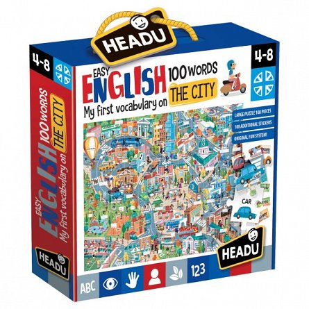 Puzzle Invata Engleza in 100 cuvine, Orasul, Headu, 4-8ani