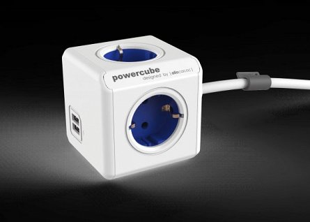 Priza compacta PowerCube Extended USB 1.5m - albastru