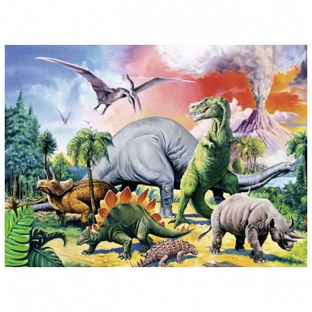 Puzzle Printre dinozauri,100pcs,+6Y