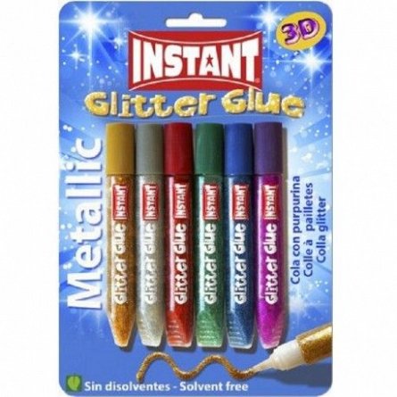 Lipici glitter Instant,10,5ml,metalice,6/set