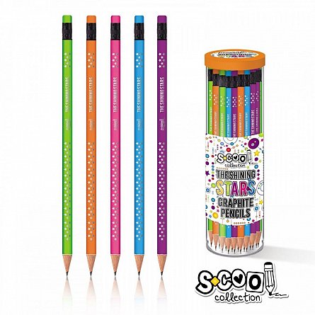 Creion grafit S-Cool Stars,HB,radiere,div.modele