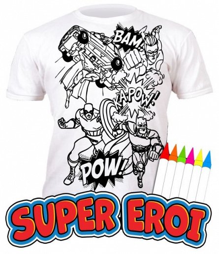 Tricou Super Eroi,marker,5-6 ani