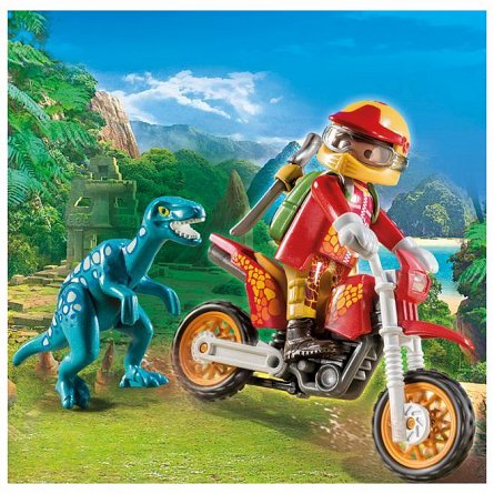 Playmobil-Motociclist si raptor