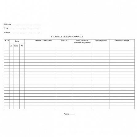 Registru bani personali, A4, 100file, F