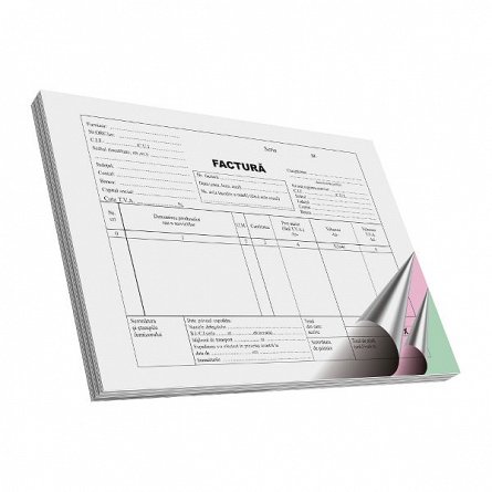 Facturier A5, TVA, 50 file, autocopiativ, 3 exemplare