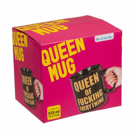 Cana uriasa "Queen Of Fucking Everything", 850 ml, negru