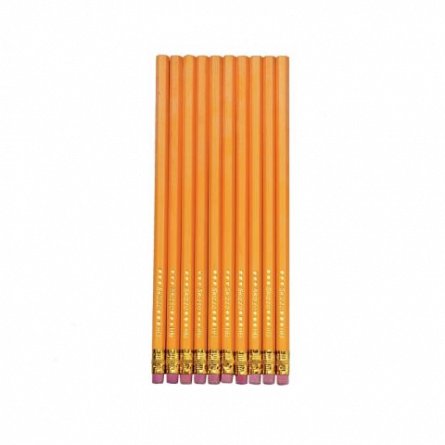 Creion grafit Herlitz, set 10 bucati, HB, cu radiera, SK220, galben
