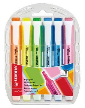 Textmarker Stabilo Swing Cool, set 6 bucati, pt plus gb plus ve plus abs plus tc plus vi, blister