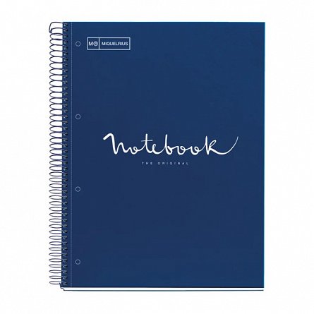 Caiet cu spira A4, 80 file, 90 g-mp, dictando, 4 perforatii, MiquelRius Emotions, navy