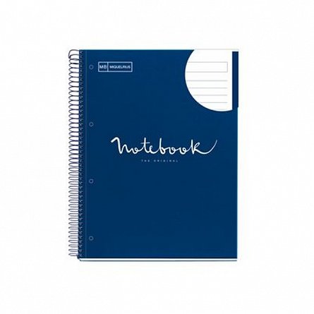 Caiet cu spira A4, 80 file, 90 g-mp, dictando, 4 perforatii, MiquelRius Emotions, navy