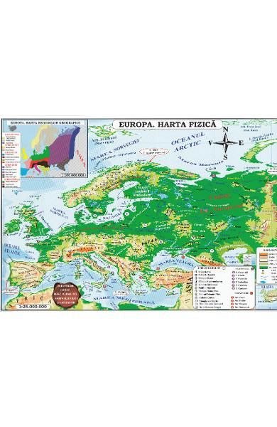 Harta Europa politica + fizica. Pliata