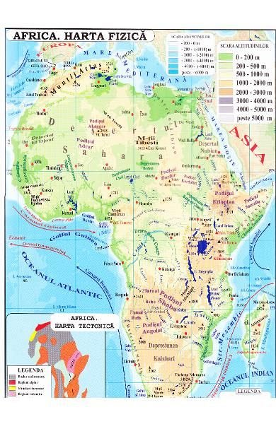 Africa + Australia. Harta fizica 1:40.000.000 (pliata)