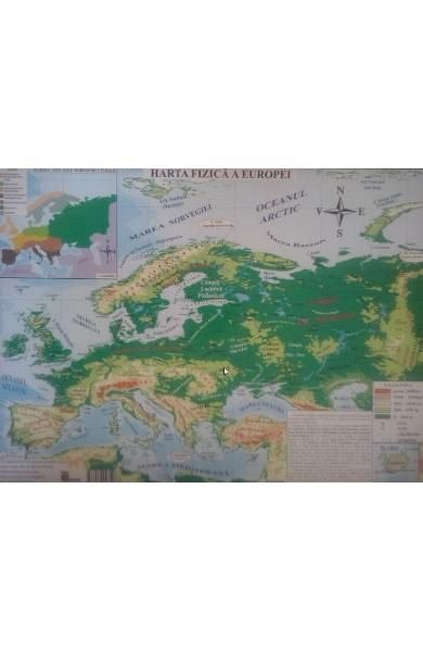 Harta fizica a Europei plus harta politica a Europei 1:20.000.000-1:22.000.000
