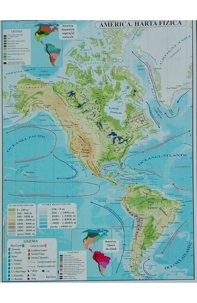 America harta fizica plus harta politica A3
