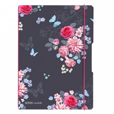 Caiet A4, 2 x 40 file, 80 g-mp, dictando si matematica, My.Book Flex, Ladylike Flowers