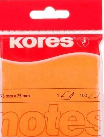 Notite adezive Kores,75x75mm,orange neon