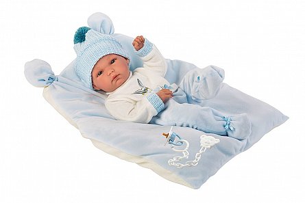 Papusa Llorens,35cm,bebe,Bimbo,cu plapumioara,albastra