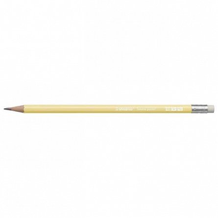 Creion grafit Stabilo, HB, cu radiera, Swano 4908 pastel, galben