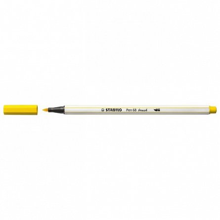 Marker varf pensula Stabilo Pen 68 Brush, galben