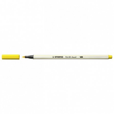 Markere varf pensula Stabilo Pen 68 Brush Standard, set 15 culori, cutie metalica