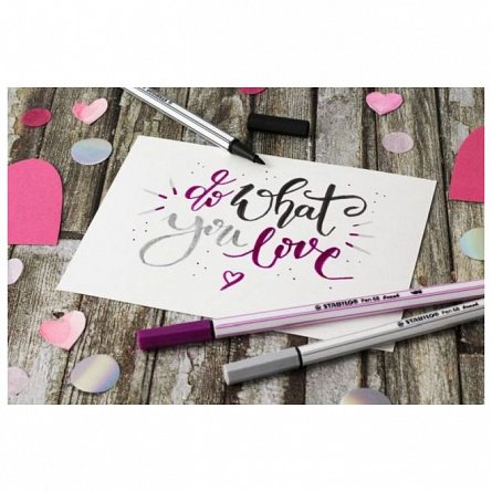 Markere varf pensula Stabilo Pen 68 Brush, set 25 culori, cutie metalica