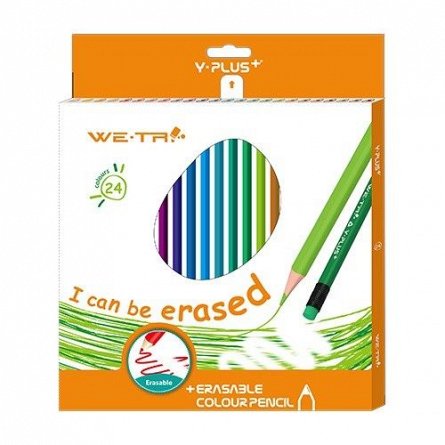 Creioane colorate,24b/set,cu radiera,Y-plus