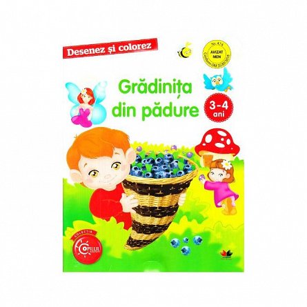 Desenez si colorez. Gradinita din padure. 3-4 ani