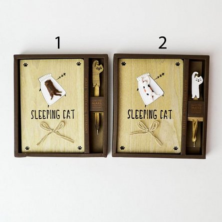 Agenda lemn 13x18.5cm,Sleeping Cat,dict/velina