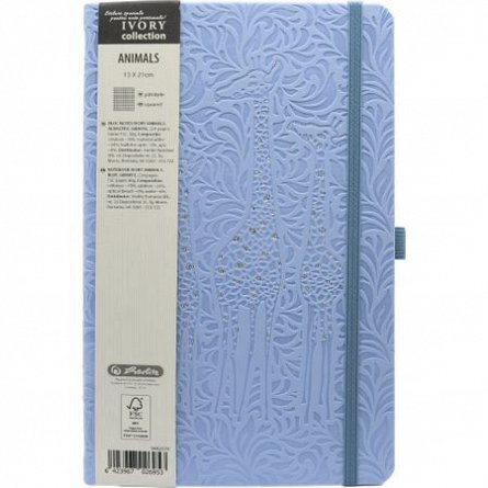 Agenda 13x21cm, elastic, 120f, mate, bleu, Giraffe