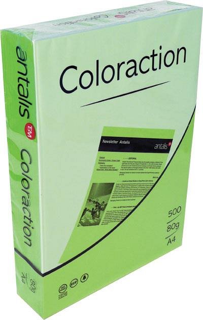 Hartie color pentru copiator, A4, 80 g/mp, coala, verde intens, Coloraction