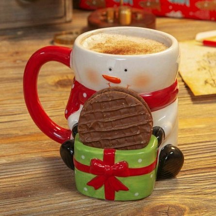 Snowman Holding Gift Cookie Holder Mug