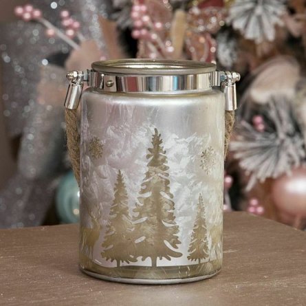 Silver Forest Scene Candle Holder & Handle