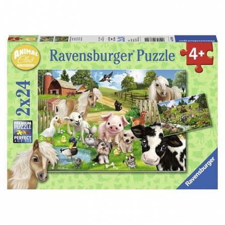 Puzzle Ravensburger - Ferma animalelor, 2x24 piese