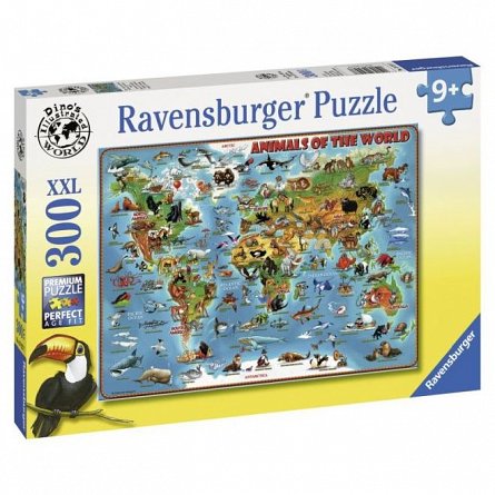 Puzzle harta animalelor, 300 pcs