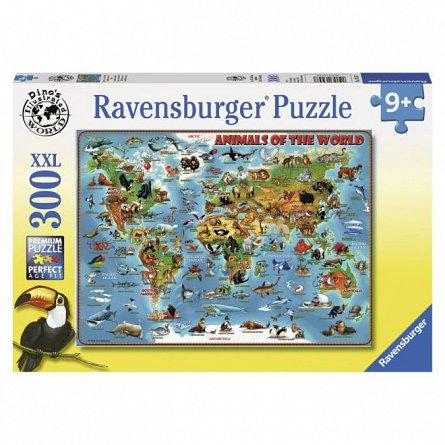Puzzle harta animalelor, 300 pcs
