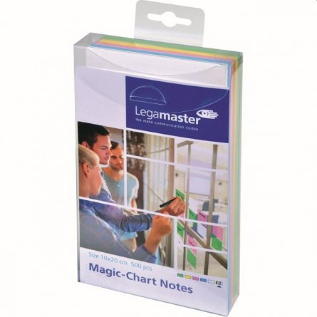 Set notes autoadezive colorate MagicChart, 500 buc, 10 x 20cm, cu marker, Legamaster