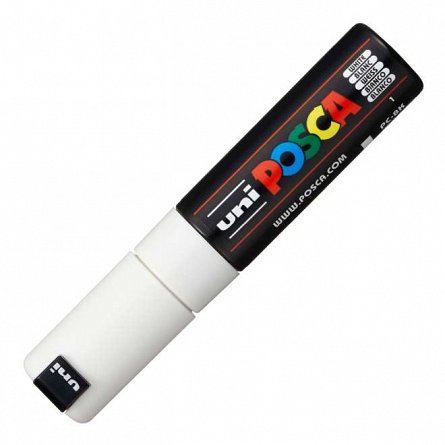 Marker cu vopsea Posca UNI PC-8K, 8 mm, alb