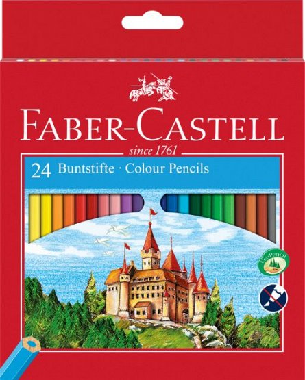 Creioane colorate Faber Castell, set 24 culori, hexagonale